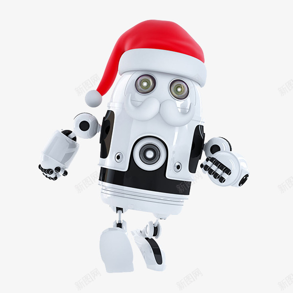机器人png免抠素材_新图网 https://ixintu.com 圣诞节 智能 机器人 白色 科技 红帽子