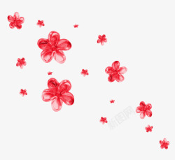 红色质感花朵漂浮花朵素材