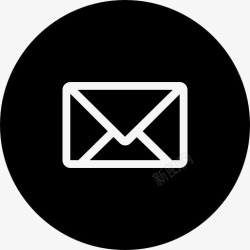 新的按钮新的电子邮件大纲符号在黑色的圆形按钮图标高清图片