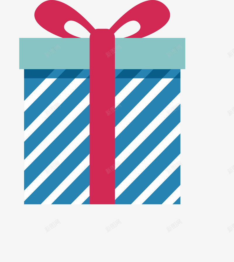 蓝色条纹礼盒png免抠素材_新图网 https://ixintu.com 圣诞礼物 圣诞节 条纹礼盒 矢量png 礼盒 蓝白条纹