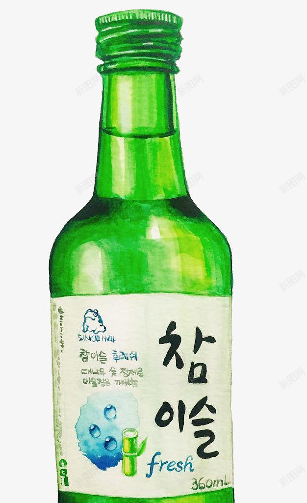 卡通手绘瓶装饮品png免抠素材_新图网 https://ixintu.com 创意 动漫动画 卡通手绘 字体 瓶装饮品 韩语