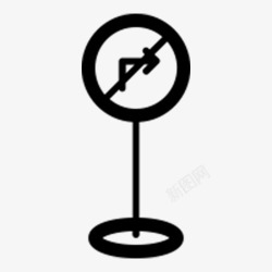 禁止右转圆形禁止右转箭头标识牌图标高清图片