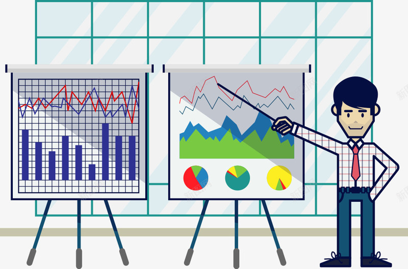 走势图表png免抠素材_新图网 https://ixintu.com 人物 卡通男人 商务男人 图表 男人 矢量男人 走势图表