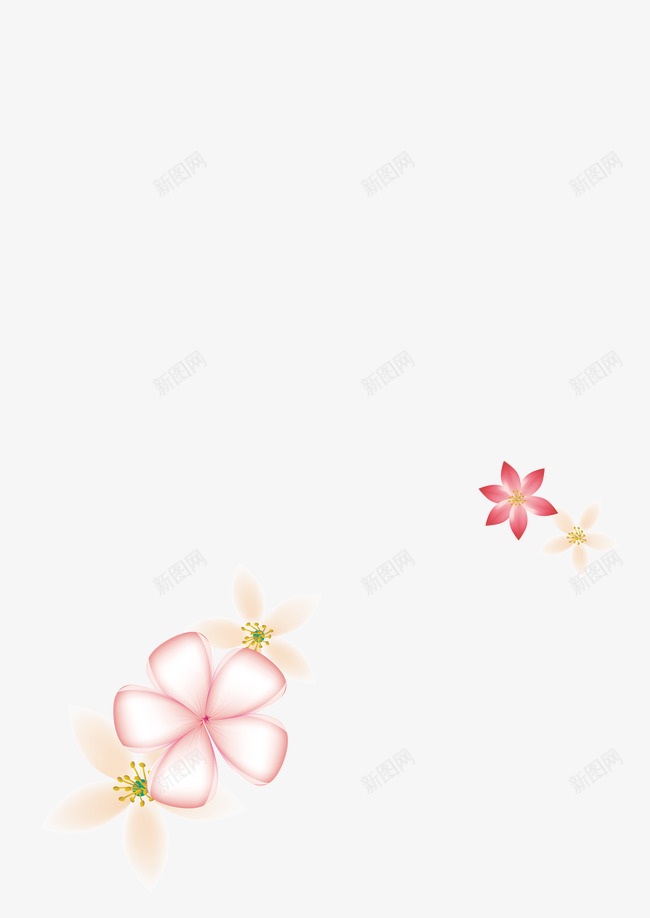 漂浮花卉png免抠素材_新图网 https://ixintu.com 情人节 手绘花卉 水彩 粉色 花瓣