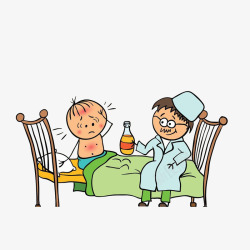 迷煳娃娃桌面图标下载卡通酒醉的患者拿着醒酒饮品的医高清图片