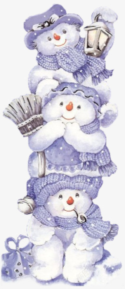 拿扫帚的雪人三个雪人高清图片