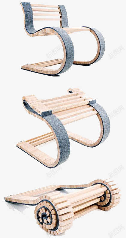 创意椅子png免抠素材_新图网 https://ixintu.com 创意 木椅 木纹 铁片