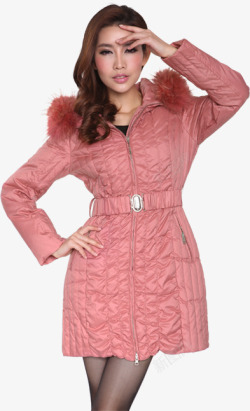 开领粉红色外套冬季粉红色外套女装高清图片