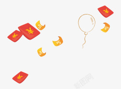 金钱海报漂浮红包金钱气球高清图片