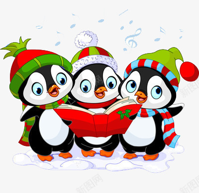 三只卡通企鹅png免抠素材_新图网 https://ixintu.com 唱歌 圣诞 声音 节日