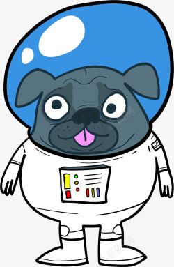 卡通动画片可爱的太空狗矢量图高清图片