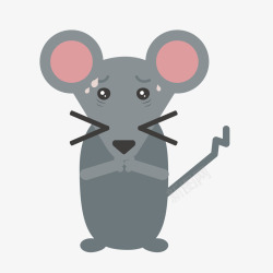 灰色害怕的小老鼠矢量图素材