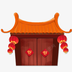 春节门楼设计卡通大门高清图片