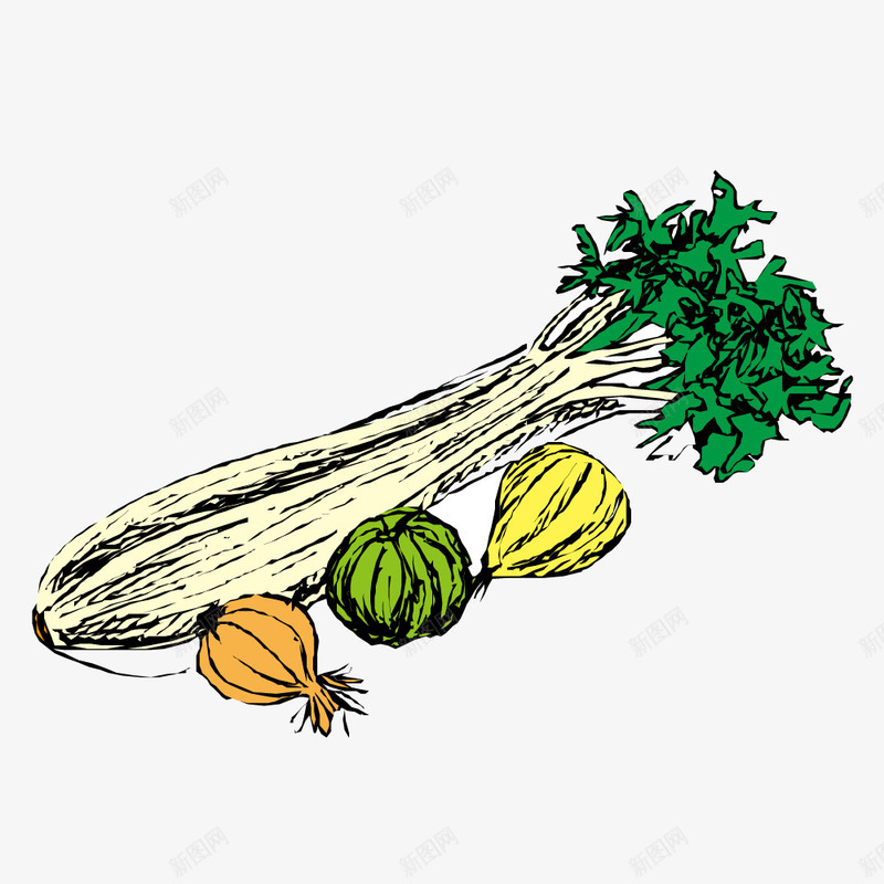 手绘菜类png免抠素材_新图网 https://ixintu.com 大白菜 绿色的蔬菜 艺术蔬菜 蔬菜插画 蔬菜食品