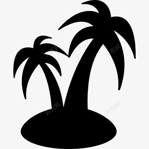 有两棵树的岛图标png_新图网 https://ixintu.com 夏天 夏季 大自然 天堂 棕榈树 母子树 海滩