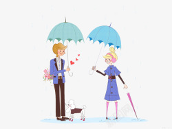 举牌表白的男人打着雨伞的情侣高清图片