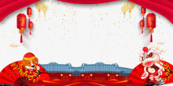 红块布新年喜庆背景psd分层图高清图片