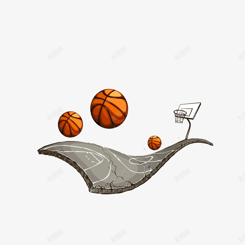 篮球场地与篮球png免抠素材_新图网 https://ixintu.com 创意 素材 运动