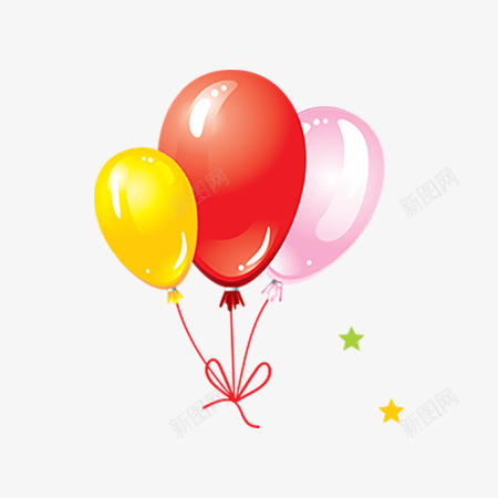 红黄粉三色气球png免抠素材_新图网 https://ixintu.com 气球 漂浮素材 球 红色