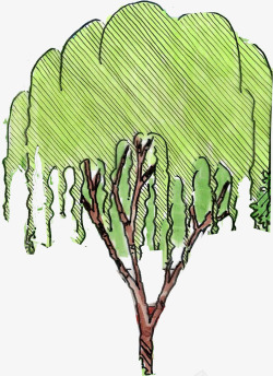 手绘线条创意大树植物素材