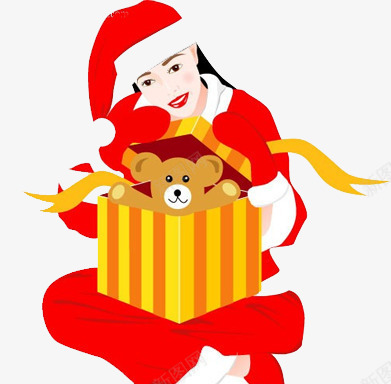 圣诞女孩礼物盒子元素png免抠素材_新图网 https://ixintu.com 元素 圣诞女孩 圣诞节 礼物盒