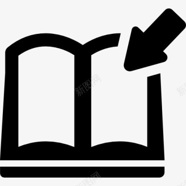 在线教育的象征打开书页用箭图标图标