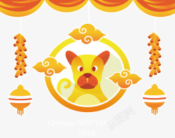 可爱黄色小狗春节海报素材