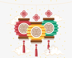 红色中国结春节折纸灯笼挂饰高清图片