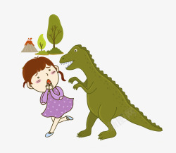 恐龙和女孩素材