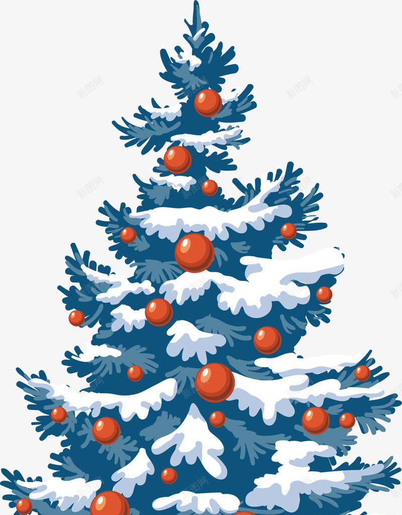 冬日蓝色积雪圣诞树png免抠素材_新图网 https://ixintu.com 冬日树木 圣诞快乐 圣诞树 圣诞球 圣诞节 装饰图案