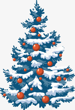 冬日蓝色积雪圣诞树素材