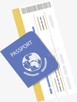旅游出国护照机票矢量图素材