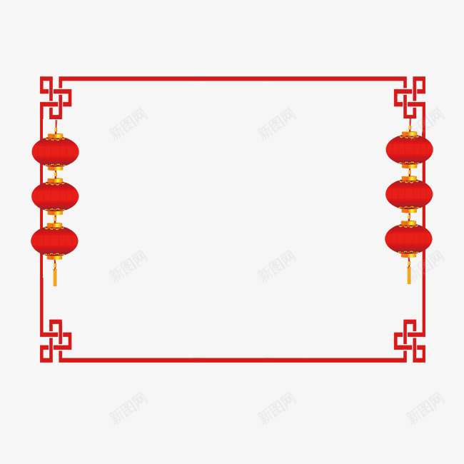 古典灯笼边框psd免抠素材_新图网 https://ixintu.com 创意 古典 吉祥 新春 灯笼框 简约花边 红灯笼 线条