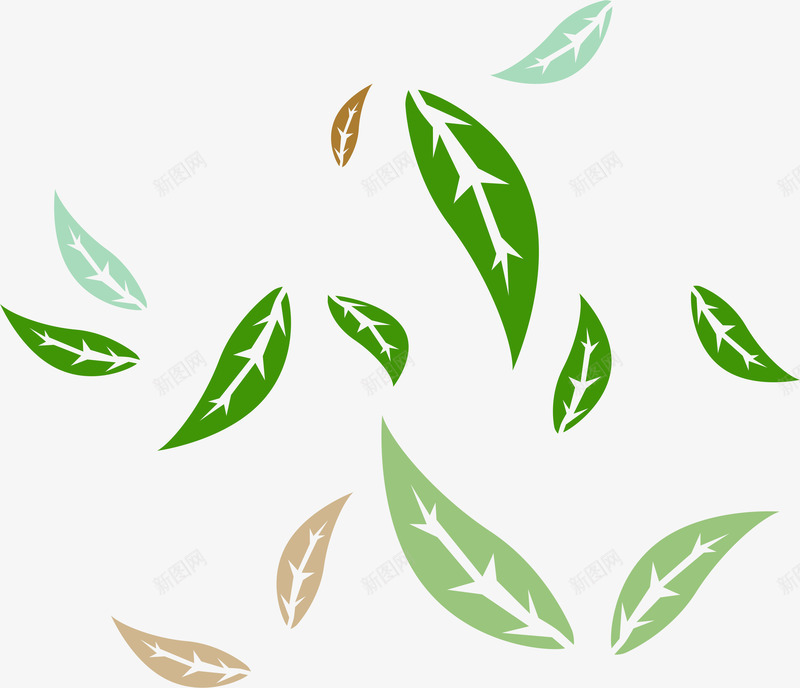 绿色树叶漂浮png免抠素材_新图网 https://ixintu.com AI 卡通 叶子 叶片 底纹 手绘 漂浮 绿叶 绿色 花纹