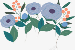 美丽蓝色花朵花丛矢量图素材