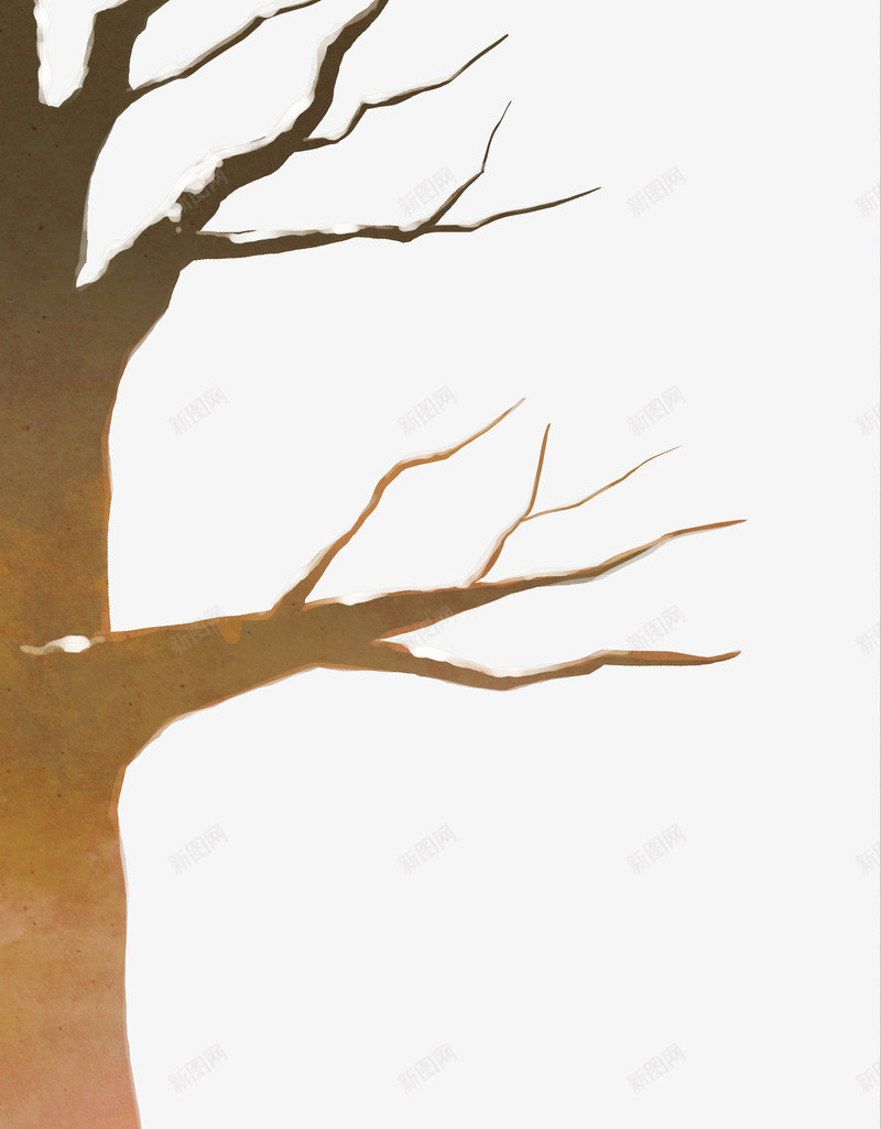 手绘棕色冬季大树png免抠素材_新图网 https://ixintu.com 冬季 大树 棕色