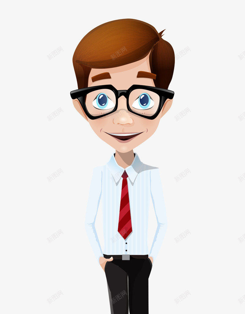 卡通手绘戴眼镜商务男人png免抠素材_新图网 https://ixintu.com 卡通的人物 戴眼镜的男人
