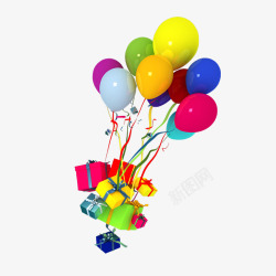 飘浮礼盒飘浮的节日气球高清图片