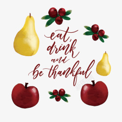 梨子图案感恩节水果装饰矢量图高清图片