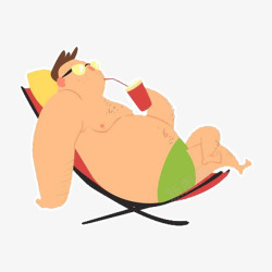 喝可乐大肚腩男人海边躺椅晒太阳高清图片