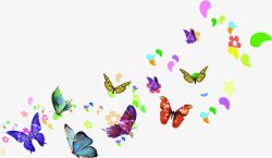 春季彩色飞翔漂浮的蝴蝶素材
