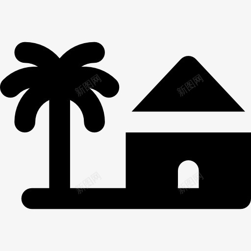 海滩图标png_新图网 https://ixintu.com 房子 棕榈树 海滩 自然景观