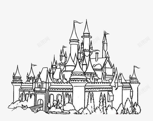 童话梦幻城堡简笔画png免抠素材_新图网 https://ixintu.com 城堡 城堡简笔画 效果图案 梦幻 童话 简笔画 装饰图案