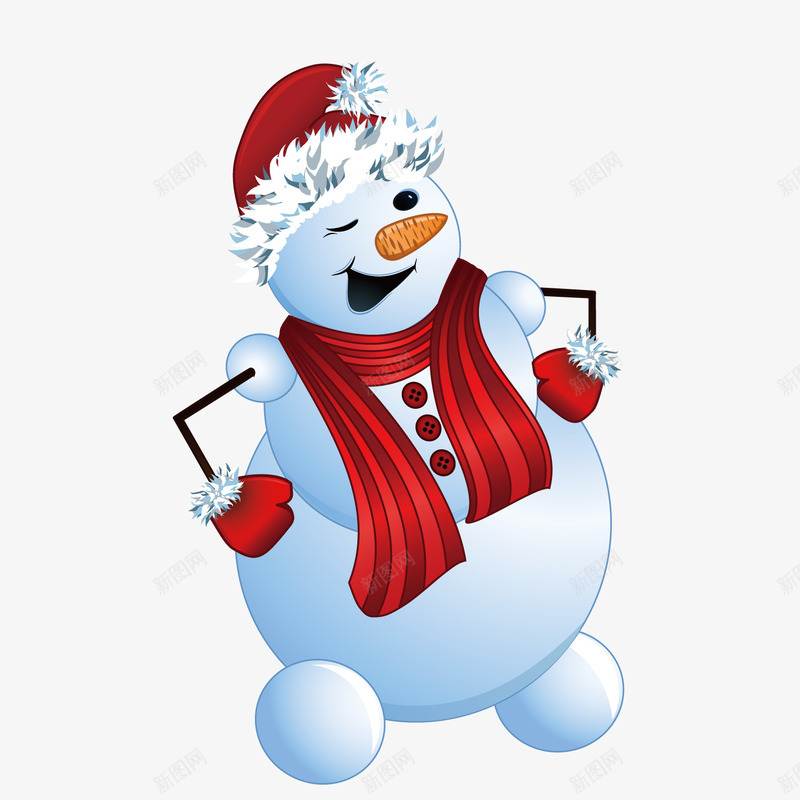 戴着圣诞帽的雪人矢量图ai免抠素材_新图网 https://ixintu.com 可爱 圣诞帽 雪人 矢量图