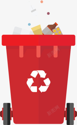 回收垃圾红色扁平医疗垃圾高清图片