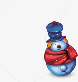 手绘创意蓝色的雪人合成素材
