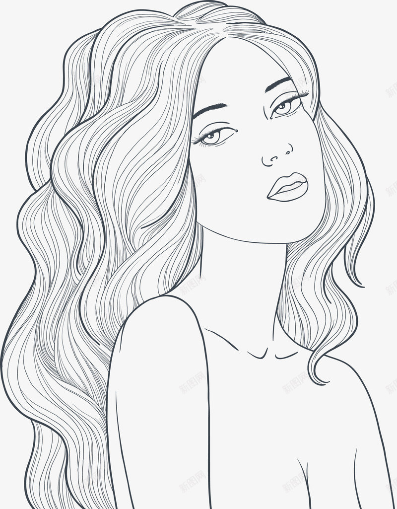 线描女生发型png免抠素材_新图网 https://ixintu.com 女士发型 女生发型 线描发型