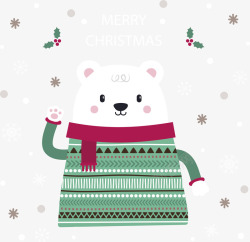 白熊毛衣可爱绿色毛衣圣诞白熊矢量图高清图片