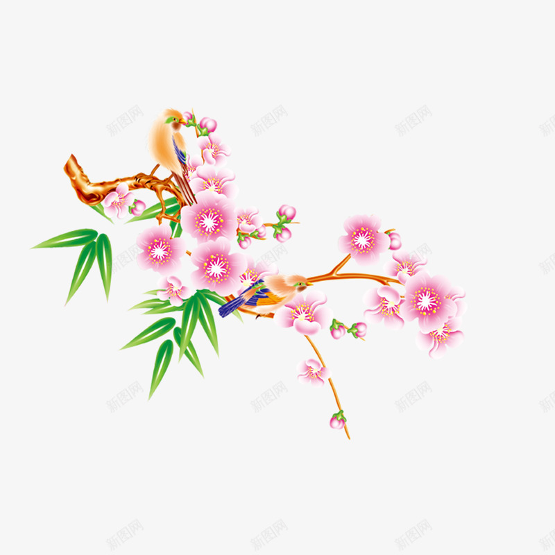 桃花png免抠素材_新图网 https://ixintu.com 新年 新年素材 春节 桃花 贺新春 过年 过年素材