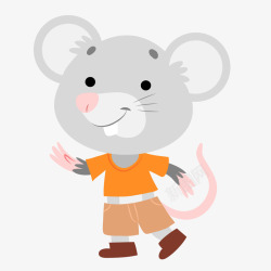 卡通可爱的挥手的老鼠矢量图素材